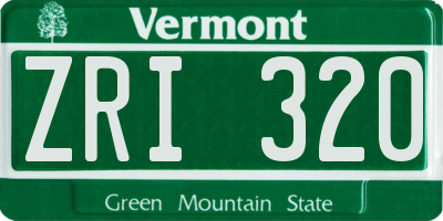 VT license plate ZRI320