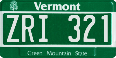 VT license plate ZRI321