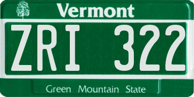 VT license plate ZRI322