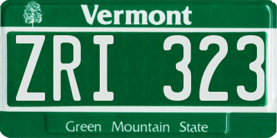 VT license plate ZRI323