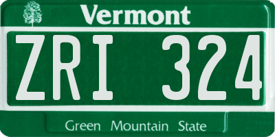 VT license plate ZRI324