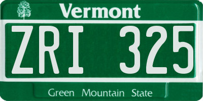 VT license plate ZRI325