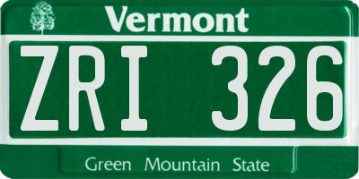 VT license plate ZRI326