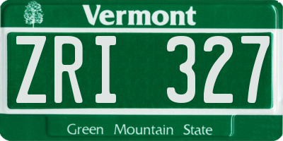 VT license plate ZRI327