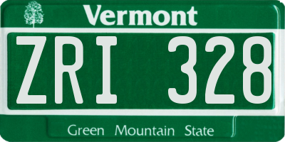 VT license plate ZRI328