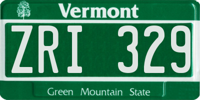 VT license plate ZRI329