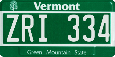 VT license plate ZRI334