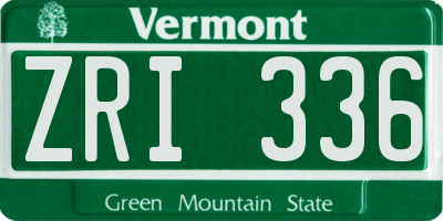 VT license plate ZRI336