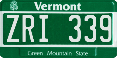 VT license plate ZRI339