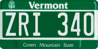 VT license plate ZRI340