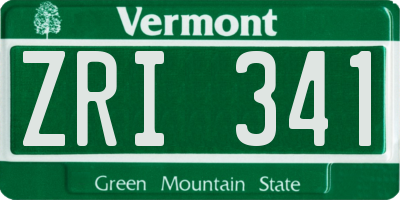 VT license plate ZRI341
