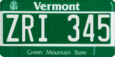 VT license plate ZRI345