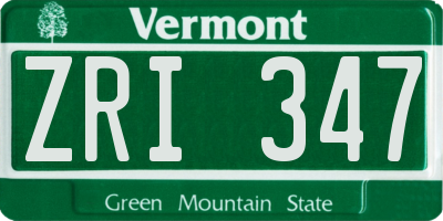 VT license plate ZRI347