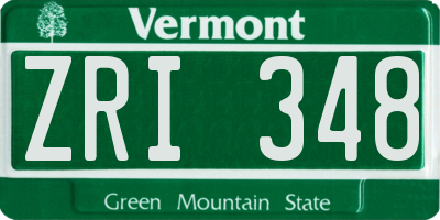 VT license plate ZRI348