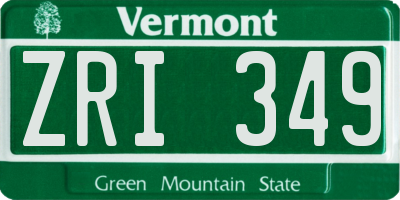 VT license plate ZRI349