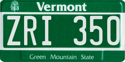 VT license plate ZRI350