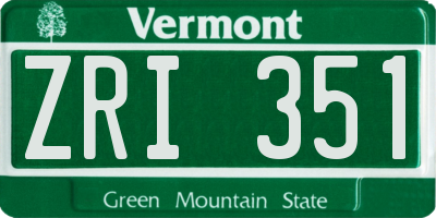VT license plate ZRI351