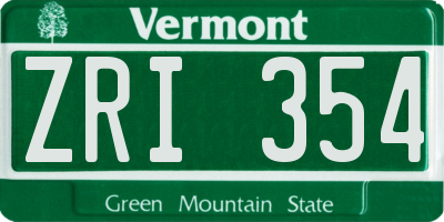 VT license plate ZRI354