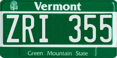 VT license plate ZRI355