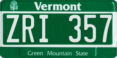 VT license plate ZRI357