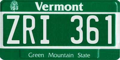 VT license plate ZRI361