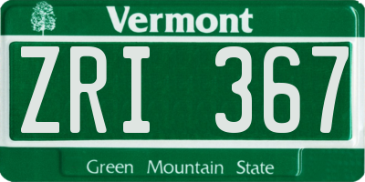 VT license plate ZRI367