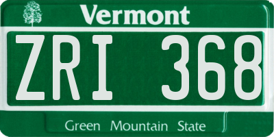 VT license plate ZRI368