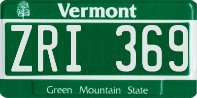 VT license plate ZRI369