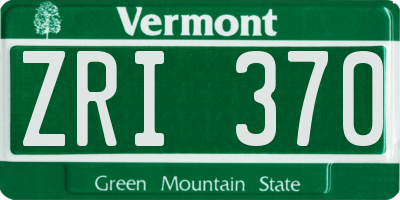 VT license plate ZRI370
