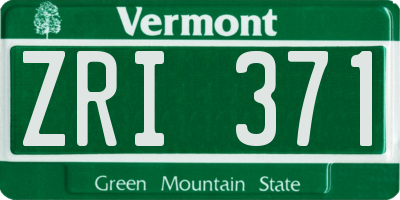 VT license plate ZRI371