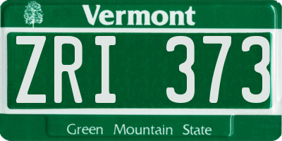 VT license plate ZRI373