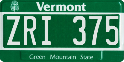 VT license plate ZRI375