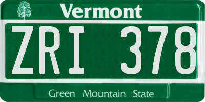VT license plate ZRI378