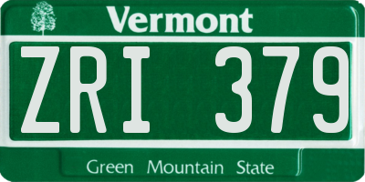 VT license plate ZRI379