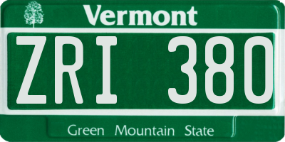 VT license plate ZRI380