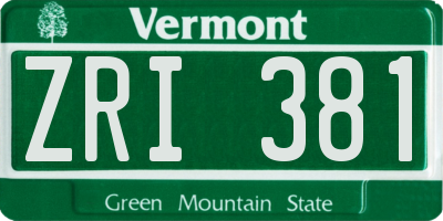 VT license plate ZRI381