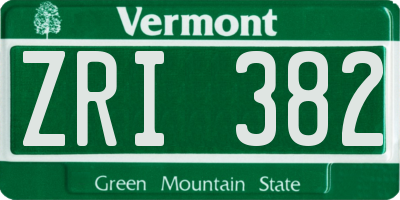 VT license plate ZRI382