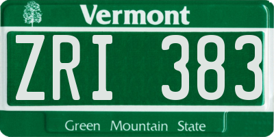 VT license plate ZRI383