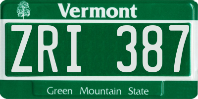 VT license plate ZRI387