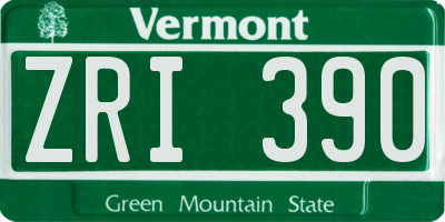 VT license plate ZRI390