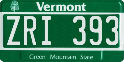 VT license plate ZRI393