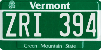 VT license plate ZRI394