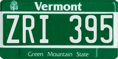 VT license plate ZRI395