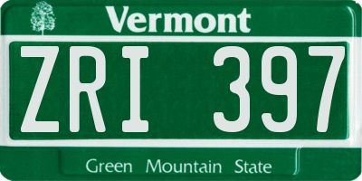 VT license plate ZRI397