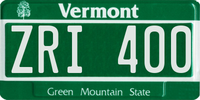 VT license plate ZRI400