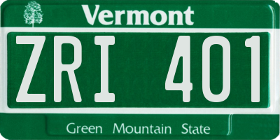 VT license plate ZRI401