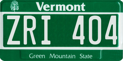 VT license plate ZRI404