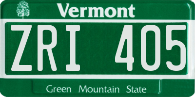 VT license plate ZRI405