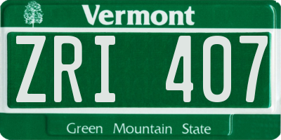 VT license plate ZRI407