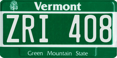 VT license plate ZRI408